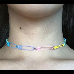 Rainbow Paperclip Choker